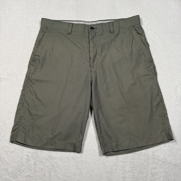 Callaway Golf Shorts Mens 34 Green Black Micro Gingham Check Performance Tech - Picture 1 of 9